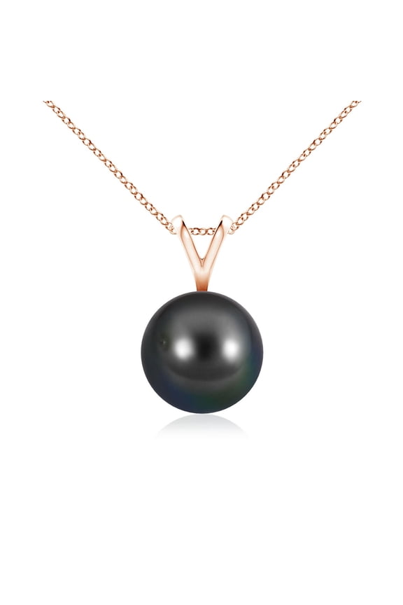 Tahitian Cultured Pearl Solitaire V-Bale Pendant in 14K Rose Gold for Women | June Birthstone, Birthday, Anniversary, Jewelry Gift for Women | Pearl Necklace