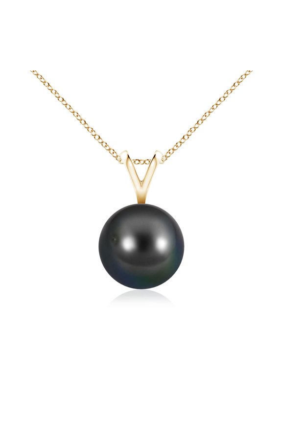 Tahitian Cultured Pearl Solitaire V-Bale Pendant in 14K Yellow Gold for Women | June Birthstone, Birthday, Anniversary, Jewelry Gift for Women | Pearl Necklace
