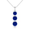 thumbnail image 1 of ANGARA Three Stone Lab Grown 1.6 Ct Blue Sapphire Journey Pendant for Women in 14K White Gold (Size-7mm) | September Birthstone, Anniversary, Jewelry Gift for Women | Lab-Grown Blue Sapphire Necklace, 1 of 8