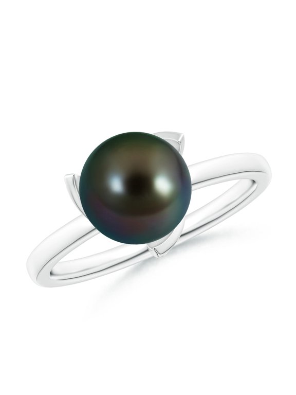Trillium Tahitian Cultured Pearl Solitaire Ring in 14K White Gold for Women | June Birthstone, Birthday, Anniversary, Jewelry Gift for Women | Pearl Ring