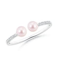 thumbnail image 1 of ANGARA Two Stone Japanese Akoya Cultured Pearl Open Stackable Ring in 14K White Gold for Women | June Birthstone, Birthday, Anniversary, Jewelry Gift for Women | Pearl Ring, 1 of 11