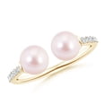 thumbnail image 1 of ANGARA Two Stone Japanese Akoya Cultured Pearl Open Stackable Ring in 14K Yellow Gold for Women | June Birthstone, Birthday, Anniversary, Jewelry Gift for Women | Pearl Ring, 1 of 11