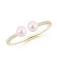 thumbnail image 1 of ANGARA Two Stone Japanese Akoya Cultured Pearl Open Stackable Ring in 14K Yellow Gold for Women | June Birthstone, Birthday, Anniversary, Jewelry Gift for Women | Pearl Ring, 1 of 11