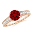 thumbnail image 1 of ANGARA Vintage Inspired Round Lab Grown 1.4 Ct Ruby Engagement Ring with Milgrain for Women in 14K Rose Gold (Size-7mm) | July Birthstone, Anniversary, Jewelry Gift for Women | Lab-Grown Ruby Ring, 1 of 7