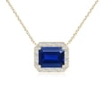 thumbnail image 1 of ANGARA Lab Grown 3.4 Ct Blue Sapphire Halo Pendant for Women in 14K Yellow Gold (Size-10x8mm) | September Birthstone, Anniversary, Jewelry Gift for Women | Lab-Grown Blue Sapphire Necklace, 1 of 7