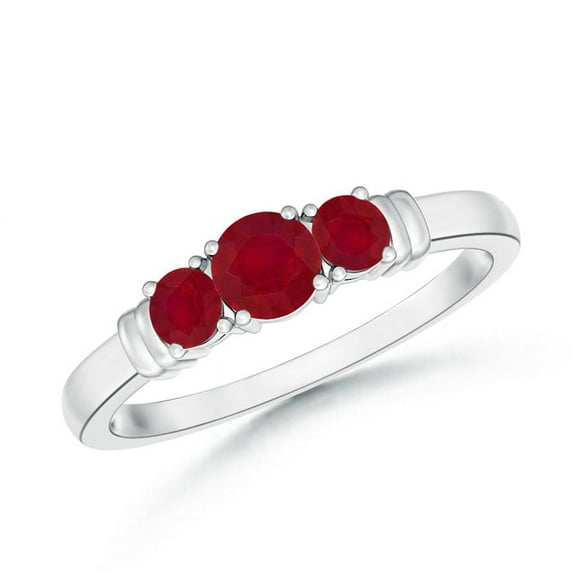 ANGARA Vintage Style Three Stone Ruby Wedding Band in Platinum for Women, Girls (4mm, Grade-AA, Weight-0.64ct, Ring Size-7) July Birthstone Jewelry Gift for Her | Wedding, Anniversary