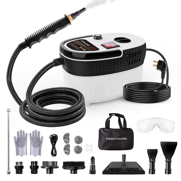 ANGAUSS Handheld Steam Cleaner, 40oz Tank + 14.7ft Cord, 15 Attachments, Heavy-Duty High-Pressure Steam for Greasy Stoves, Bathroom Grime, Car Detailing & Upholstery