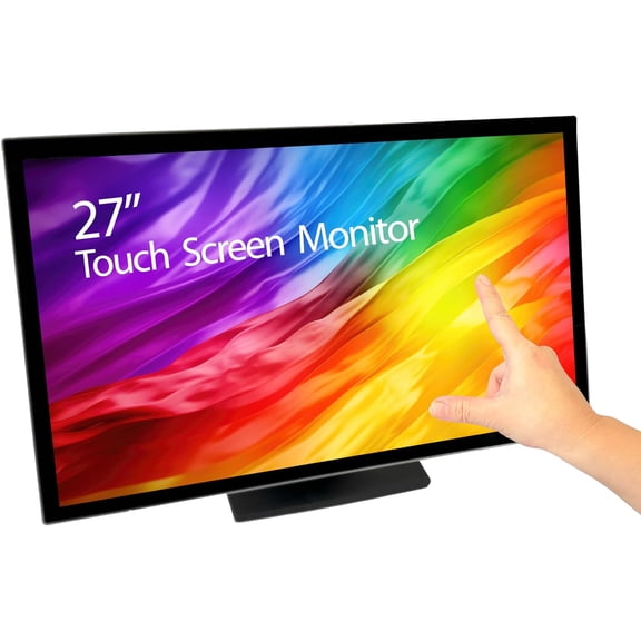 ANGEL POS 27" Metal Housing Commercial Grade Capacitive LED 10 Point Multi-Touch HDMI VGA Monitor 16:9 Display 1080p, True Flat Seamless Touchscreen, Great for Office, POS, Retail, Restaurant