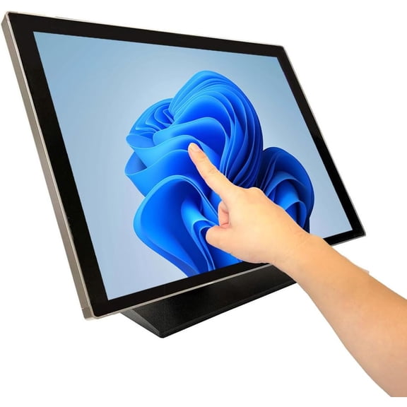 ANGEL POS Commercial-Grade 19" Sturdy Aluminum Frame 4:3 Capacitive Touch Screen Monitor, 12801024, Splash-Proof Glass, Bezel-Free Design, Metal Casing & Base, Back Control Buttons,