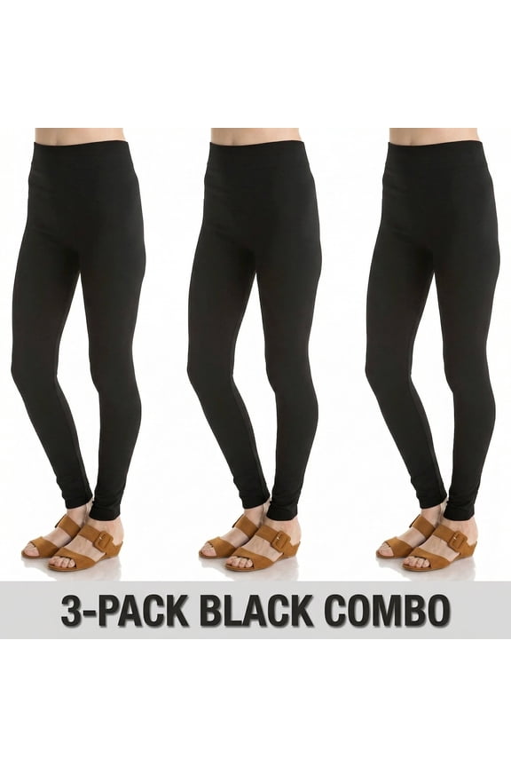 Women's Fleece Lined Leggings 3-Pack, High Waist Seamless Soft Leggings for Spring Layering