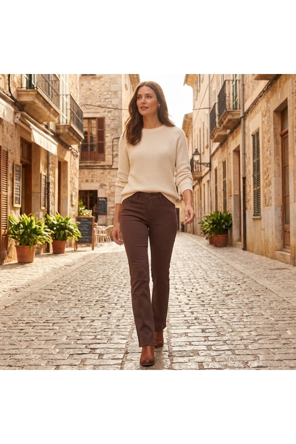 Women's Mid Rise Slim Straight Stretch Jeans
