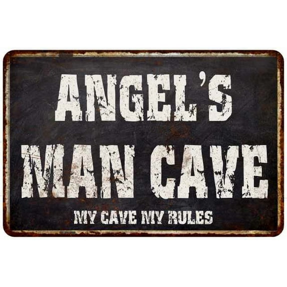 ANGEL'S Man Cave Black Grunge Sign Home Decor Gift Cave Funny 108120004123