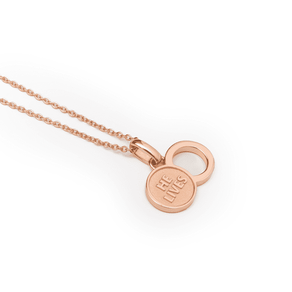 ANGEL STUDIOS | The Empty Tomb Necklace | as featured in The Shift | Rose Gold Plated 925 Sterling Silver | Dainty Large Pendant Necklace | Religious Christian Jewelry for Women | He Lives Necklace