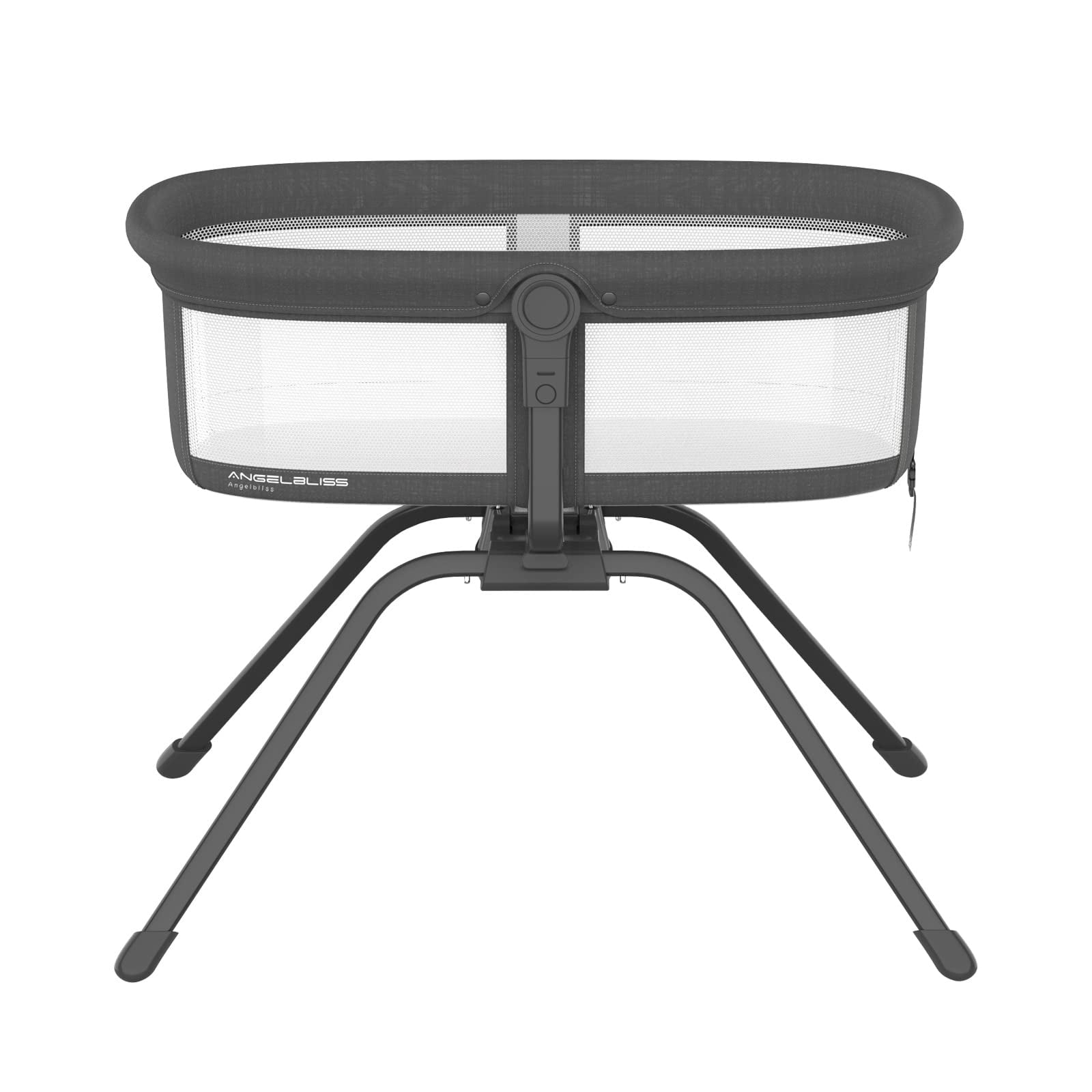 ANGELBLISS 3 in 1 Flat Rocking Bassinet & Portable Travel Bedside Crib, Side to Side Manual Rocking Motion Bassinet, Mattress Included (Black)(0-6month)