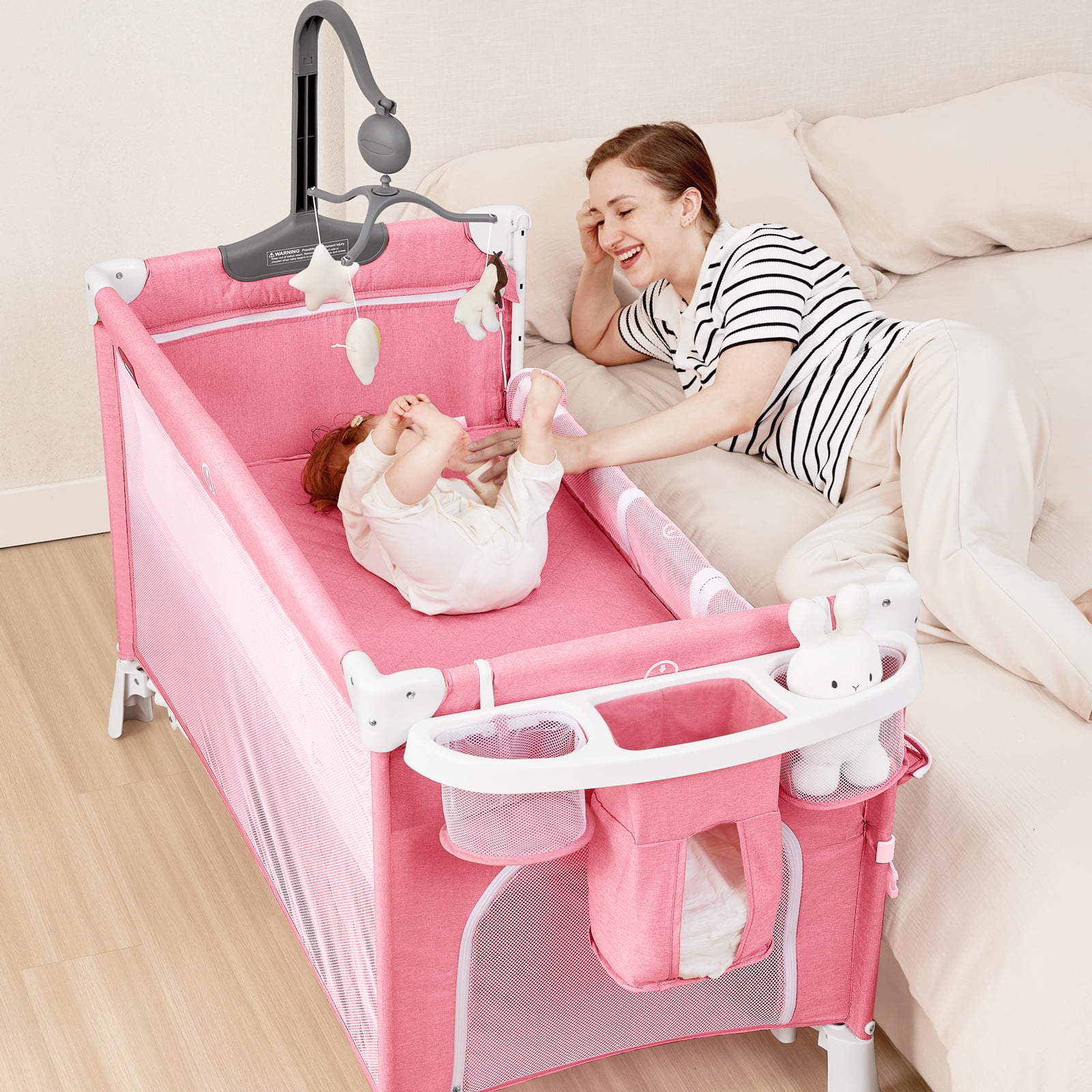 ANGELBLISS 5-in-1 Baby Bassinet, Bedside Crib with Diaper