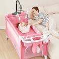 thumbnail image 1 of ANGELBLISS 5 in 1 Pack and Play with Diaper Changer Portable Playard with bassinet (Pink), 1 of 6