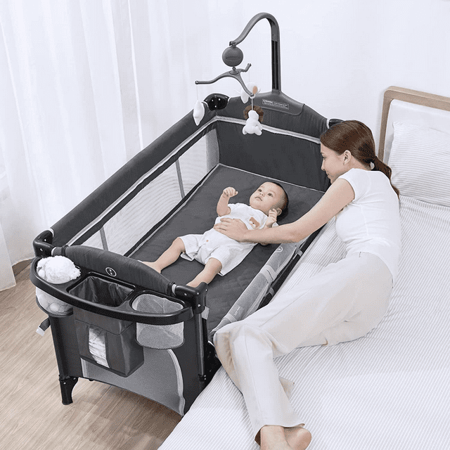 ANGELBLISS 5 in 1 Flat Bedside Sleeper, Rocking Easy