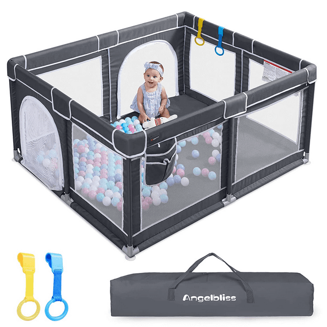 ANGELBLISS Baby Playpen, Extra Large Playard, Indoor & Outdoor Kids Activity Center with Anti