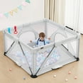 thumbnail image 1 of Yobear Baby Playpen, Foldable Playpen for Babies and Toddlers, Indoor & Outdoor Baby Activity Center with Visible Breathable Mesh, Portable Play Yard with 2 Handlers+50 Balls-50”×50”(Grey), 1 of 8