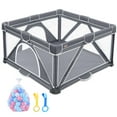 thumbnail image 1 of Yobear Baby Playpen, Foldable Playpen for Babies and Toddlers, Indoor & Outdoor Baby Activity Center with Visible Breathable Mesh, Portable Play Yard with 2 Handlers+50 Balls-50”×50”(Black), 1 of 7