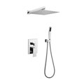 thumbnail image 1 of ANGELES HOME 12" Wall Mounted Shower Faucet Set, Shower System With Square Rain Shower Head and Handheld Shower, Rough in Valve, Hot Cold Water 2.5 GPM,  Chrome, 1 of 8