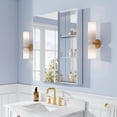 thumbnail image 1 of ANGELES HOME 32" x 36" Tri-ViewAluminum Bathroom Medicine Cabinet and Open Shelf Set with Adjustable Glass Shelves, Copper-Free Mirror, Recessed or Surface Mount, 1 of 16