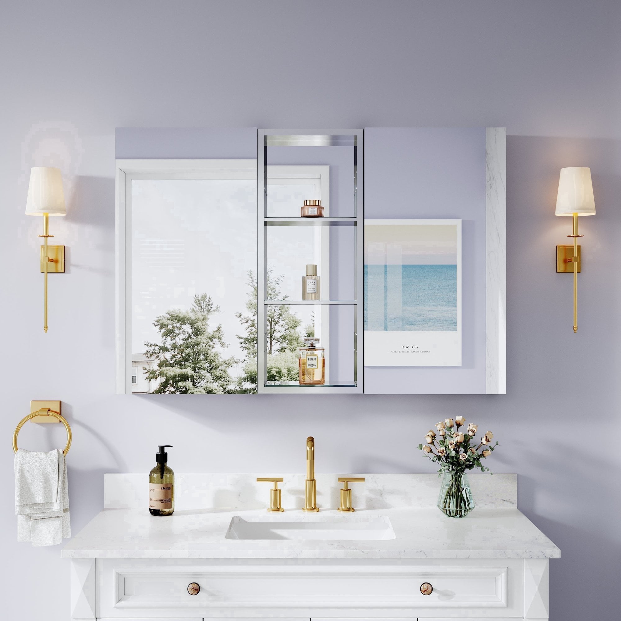 ANGELES HOME 44" x 30" Bathroom Medicine Cabinet Set with Copper-Free ...