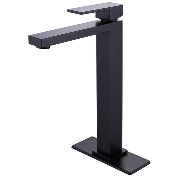 ANGELES HOME Deck Mounted Bathroom Faucet with Single Handle, Bathtub Basin Vanity Sink Faucet, Solid Brass Bathroom Faucet, Drain Assembly, Rough-in Valve Included, Matte Black