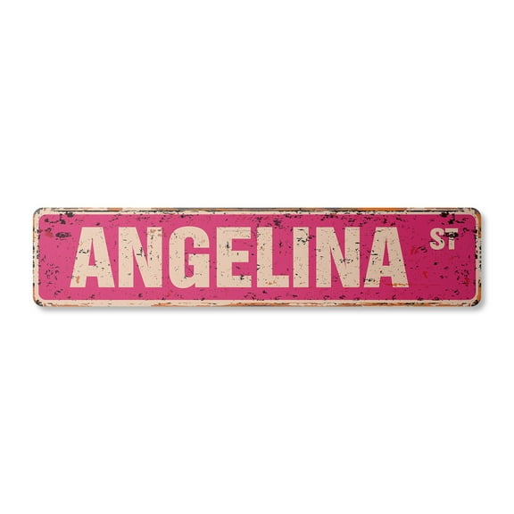ANGELINA Vintage Plastic Street Sign Childrens Name Room Sign | Indoor/Outdoor |  36" Wide