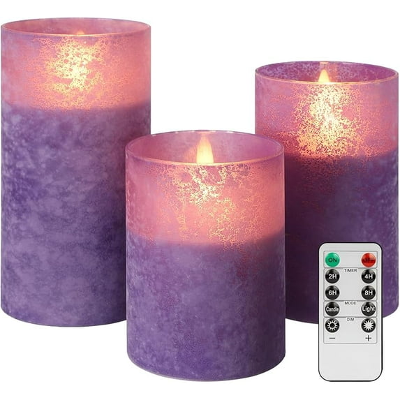 ANGELLOONG Flickering Flameless Candles, Realistic LED Candles with Remote and Timer, Set of 3 Battery Operated Candles for Room Fall Home Decor Wedding Christmas Decorations