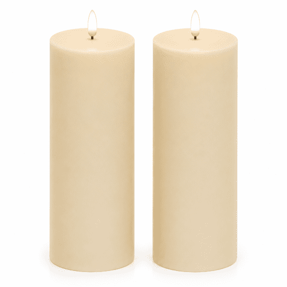ANGELLOONG Large Waterproof Flameless Candles with Timer, Outdoor Flickering LED Pillar Candles Battery Operated for Lanterns Patio Decor 2 Pack 3"x8"
