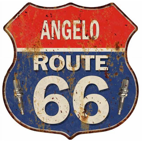 ANGELO Route 66 Sign Shield Metal Gift Man Cave Gift 211110002244