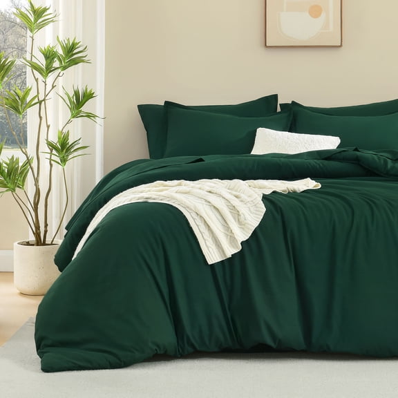 ANGENIA King Size Comforter Sets Dark Emerald Green - 7 Pieces Bed in a Bag King Bedding Comforter Sets, Soft Cozy Lightweight Solid Reversible Bed Set with Comforter, Sheets, Pillowcases & Shams