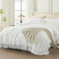 thumbnail image 1 of ANGENIA California King Comforter Set White, 3 Pieces Soft Cozy Fluffy Farmhouse Shabby Chic Ruffle Bedding Comforter Sets, All Season Vintage Cal King Oversized Down Alternative Bed Set(104" x96"), 1 of 7
