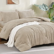 ANGENIA Oatmeal Comforter Sets - 7 Pieces King Bed in a Bag Boho Tufted Bedding Comforter Sets for King Size Bed, All Season Lightweight Bed Sets with Comforter