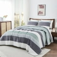 thumbnail image 1 of ANGENIA King Size Quilt Sets Mint Green, Soft Lightweight Bedspreads for King Size Beds, 3 Pieces Patchwork Striped Coverlets & Quilt Bedding Sets for All Seasons (106"x 96" Quilt, 2 Pillow Shams), 1 of 8