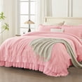 thumbnail image 1 of ANGENIA Pink Comforter Sets Queen, 3 Pieces Cute Elegant Ruffled Comforter Set for Queen Size Bed, All Season Soft Lightweight Shabby Chic Microfiber Bed Set for Girl Women, 1 of 7
