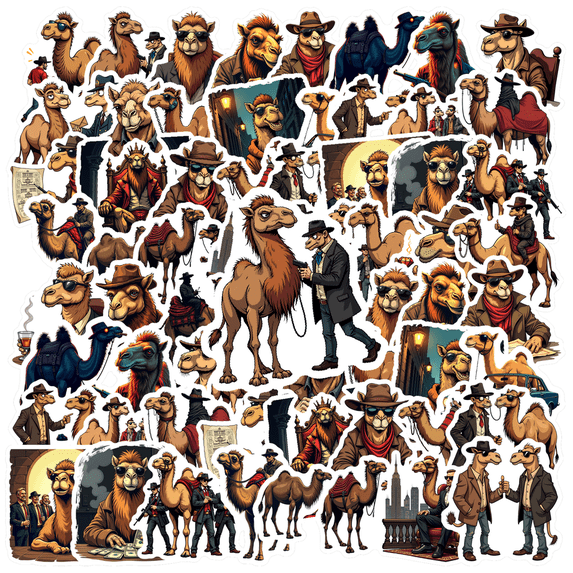 ANGFENG Multicolor Vinyl Camel Stickers Waterproof Vintage Detective for Notebooks Laptops Suitcases