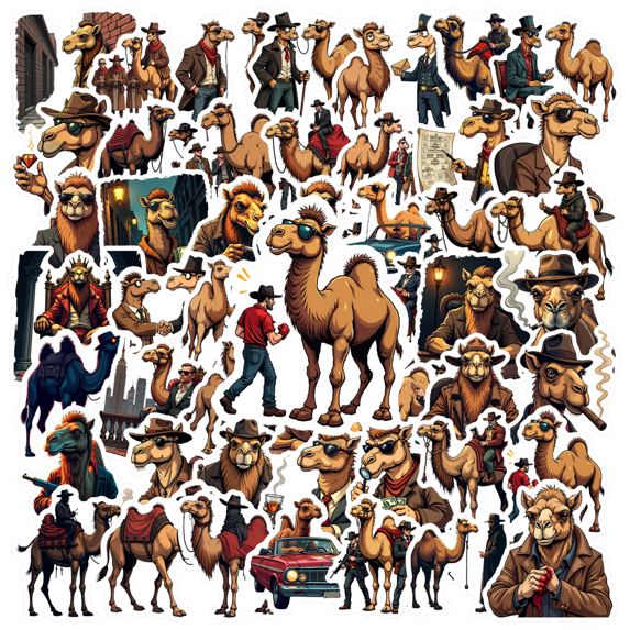 ANGFENG Multicolor Vinyl Camel Stickers Waterproof Vintage Detective for Notebooks Laptops Suitcases