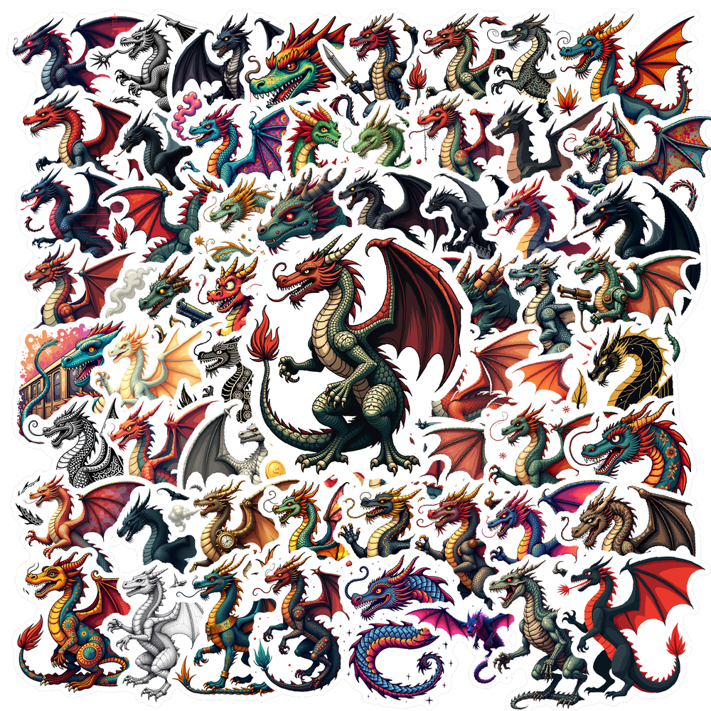 Dragon Sticker Roll ANGFENG Waterproof Dragon Stickers Colorful Vinyl Stickers Fantasy ...