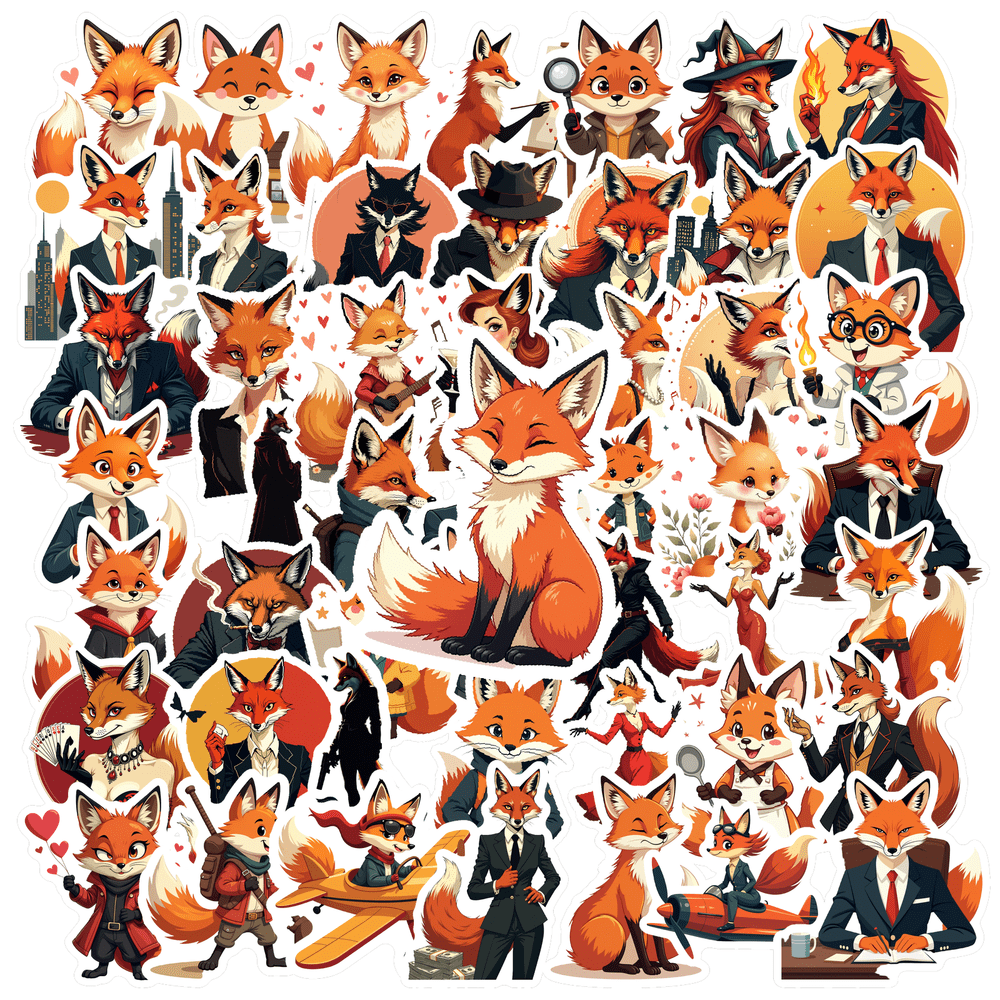 Stupidfox Sticker ANGFENG Waterproof Fox Stickers Vinyl Cartoon Stickers Funny Character ...
