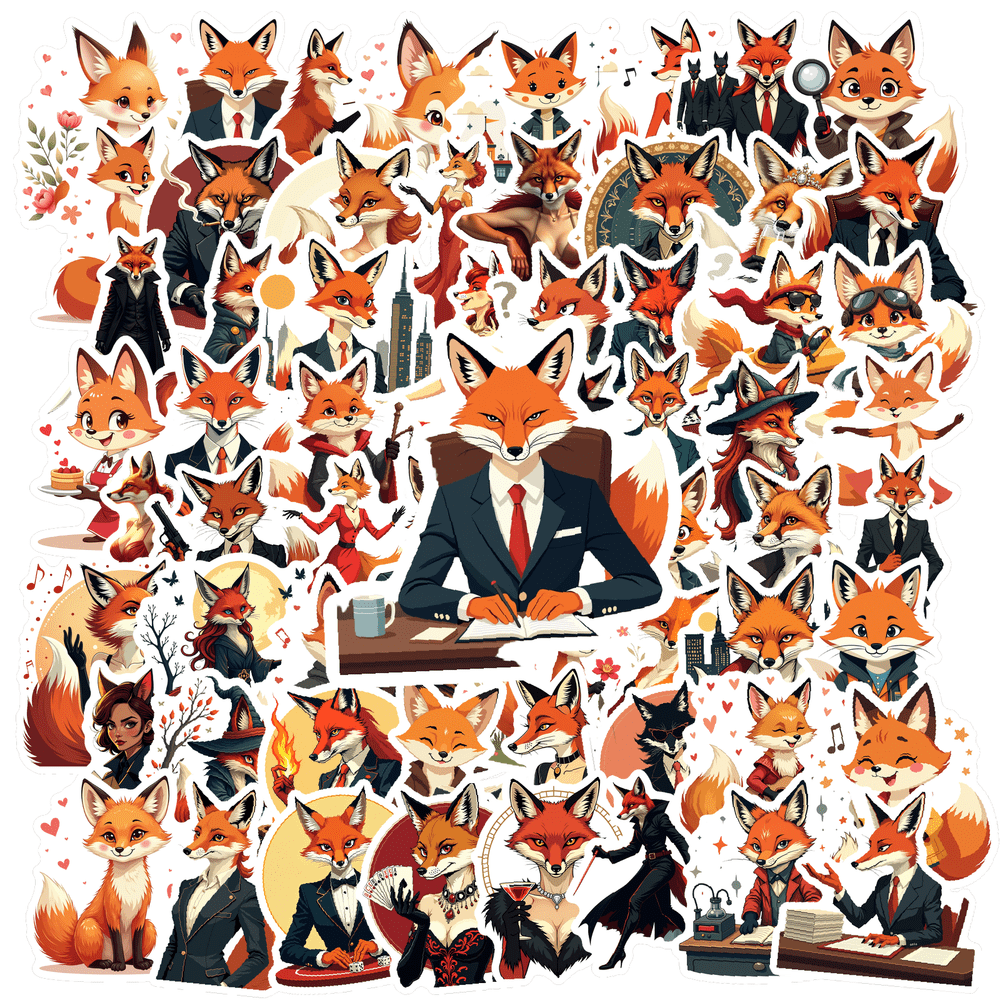 Stupidfox Sticker ANGFENG Waterproof Fox Stickers Vinyl Cartoon Stickers Funny Character ...