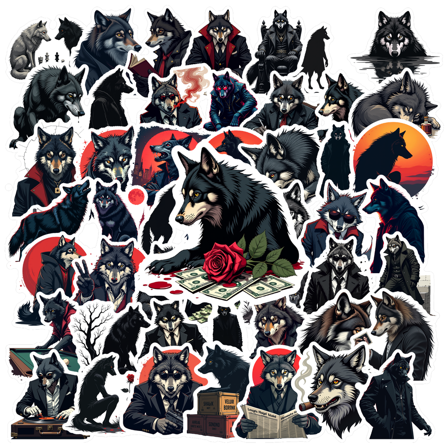 ANGFENG Waterproof Wolf Stickers Mafia Retro Stickers Vinyl Cool Stickers Waterproof for Notebooks Laptops Suitcases