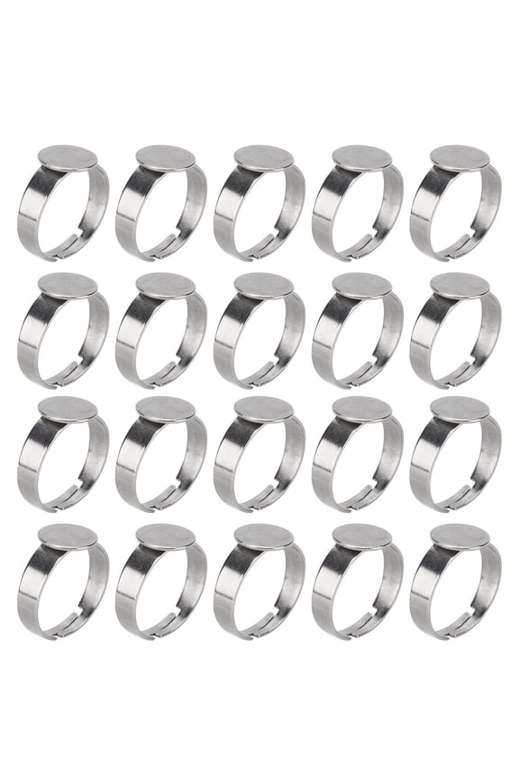 ANGGREK Blank Rings,20pcs Blank Rings Adjustable Stainless Steel Flat Rings Bases for Men Women Jewelry Craft Decoration Gift,Adjustable Rings Blanks