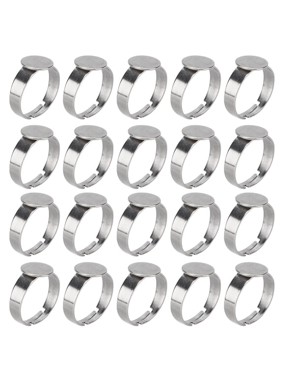ANGGREK Blank Rings,20pcs Blank Rings Adjustable Stainless Steel Flat Rings Bases for Men Women Jewelry Craft Decoration Gift,Adjustable Rings Blanks