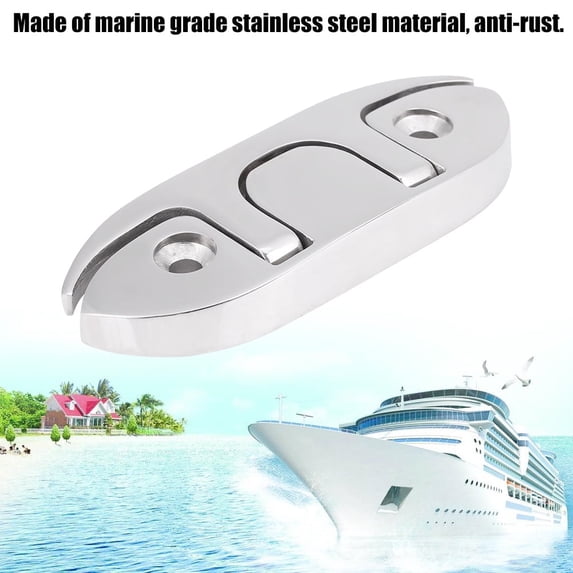 ANGGREK Boat Cleat,Marine Boat Flip Up 4-1/2 Folding Cleat Dock Stainless Steel w/Fasteners, Stainless Steel Cleat
