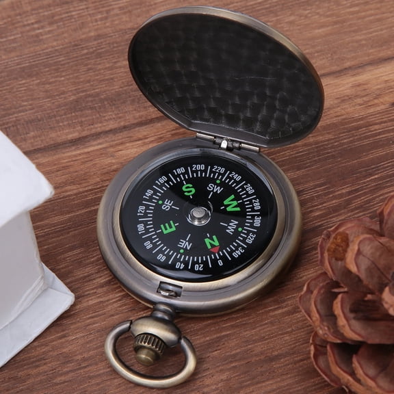 ANGGREK Compass, Pocket Watch Compass,J35A Vintage Portable Zinc Alloy Flip-open Pocket Watch Compass For Outdoor Navigation Tools