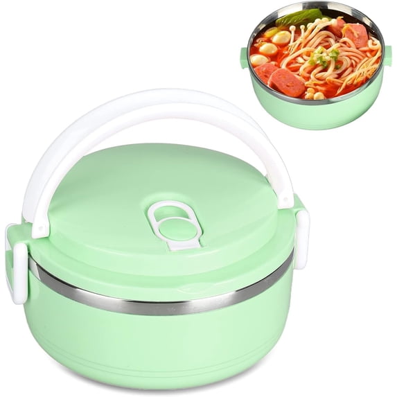 ANGGREK Thermal Lunch Box Stackable Hot Food Insulated Box 304 Stainless Steel Round Lunchbox Sealed Food Containers,Stackable Thermal Lunch Box,Thermal Lunchbox