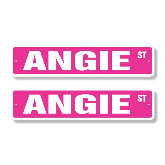ANGIE Classic Street Sign (2 Pack) Childrens Name Room Sign Road Sign ...