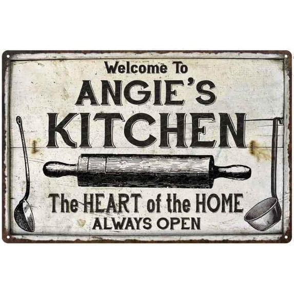 ANGIE'S Kitchen Farmhouse Sign Gift 8x12 Metal 208120033330